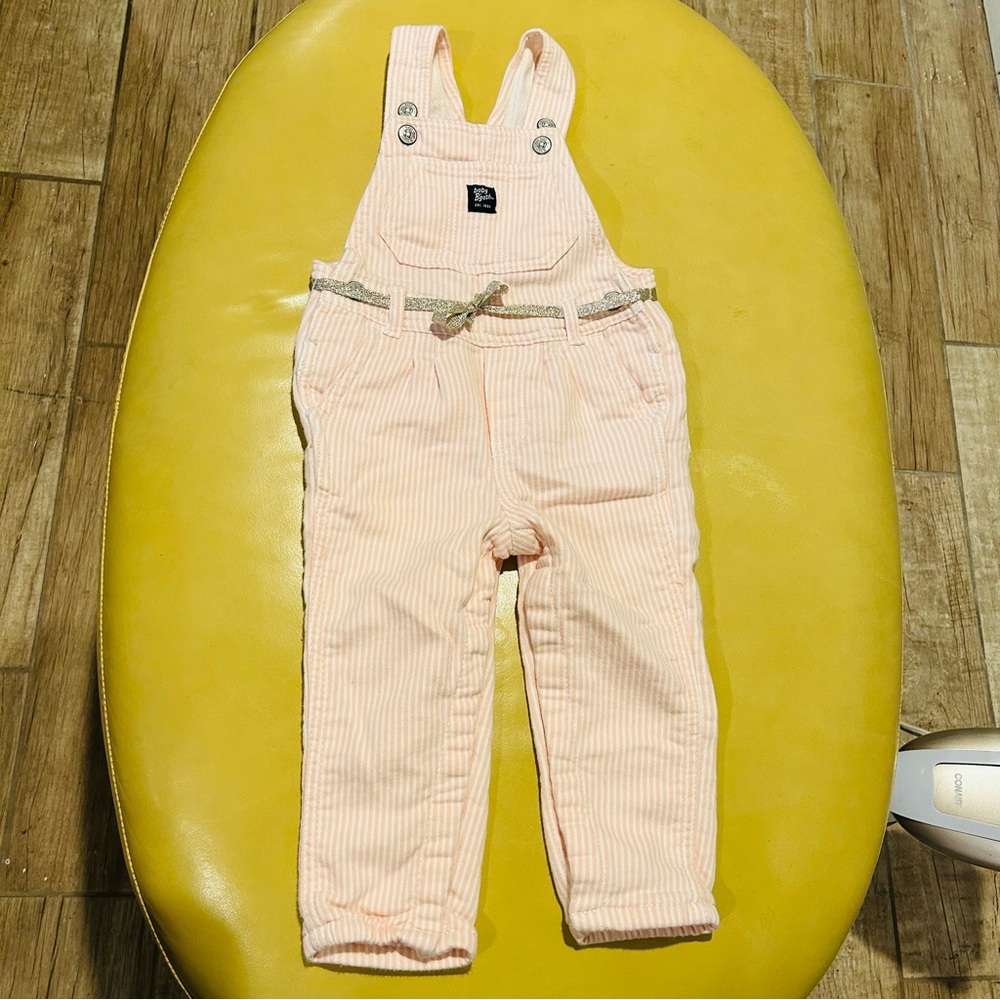 Baby B’Gosh Toddler Girls Knit Overalls Pink Stripes 24 Months